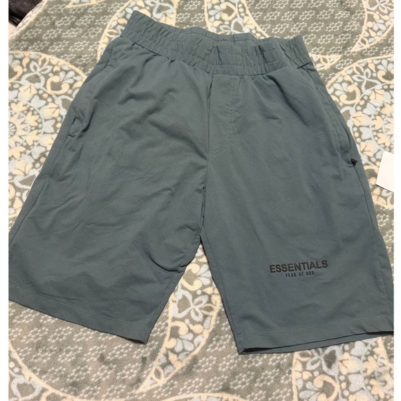 Fear of God Essentials Other - Fear of God Essentials Mens Shorts Slate Blue Sage Green Logo Streetwear Small